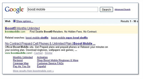 SERPy dla zapytania [boost mobile]