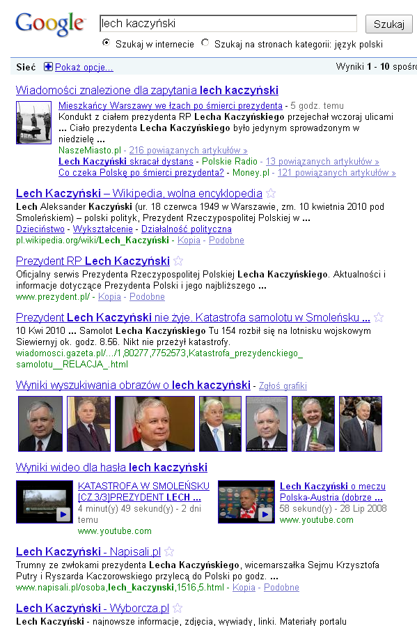 SERPy na frazę Lech Kaczyński