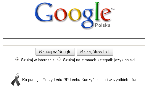 Google czarna wstążka żałoba