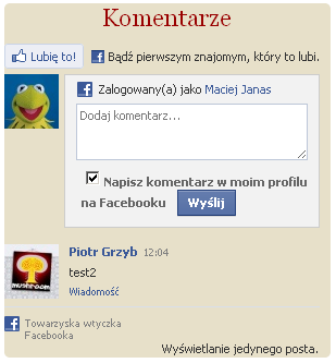 komentarze wtyczka Facebook komentarze wtyczka Facebook