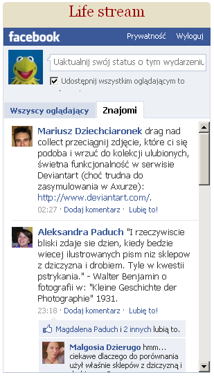 life stream wtyczka Facebook life stream wtyczka Facebook