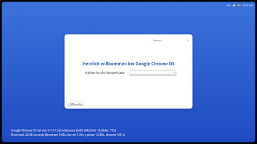 Chrome OS - welcome screen