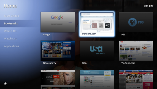 Google TV screen