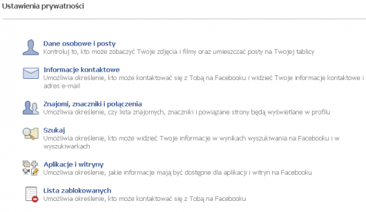 strona ustawień prywatności Facebook strona ustawień prywatności Facebook