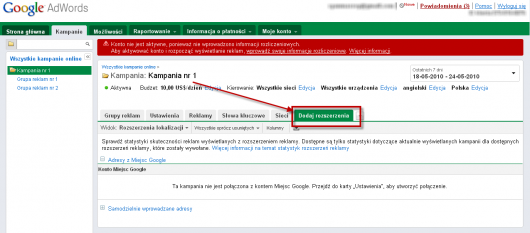 zakladka rozszerzen wlaczona zakladka rozszerzen wlaczona