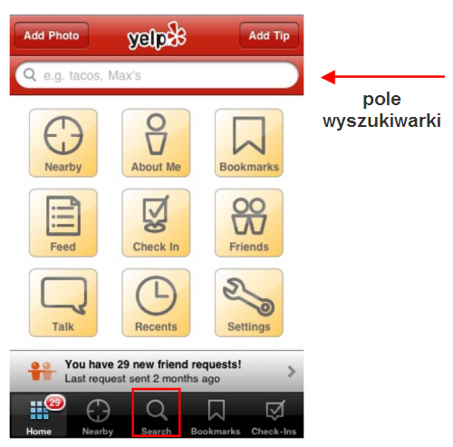 mobilna aplikacja Yelp