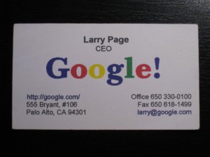 Wizytówka biznesowa Larry'ego Page'a Wizytówka biznesowa Larry'ego Page'a