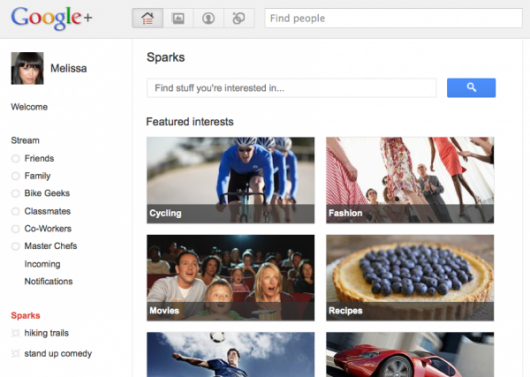 Google Plus - Sparks - zrzut ekranowy